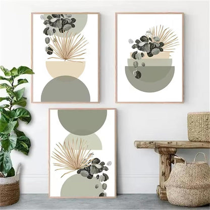 3er Set Boho Poster Grün Pflanzen Wandbilder Wohnzimmer Schlafzimmer