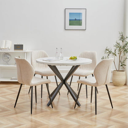 8er Set Esszimmerstühle Modern Beige Streifenmuster