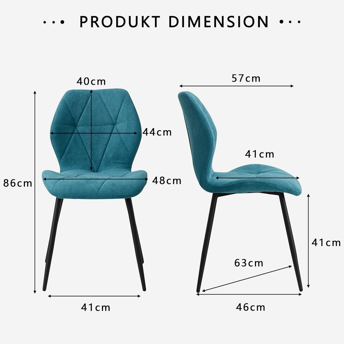 4er-Set Esszimmerstühle Modern Blau Gepolstert mit Rautenmuster