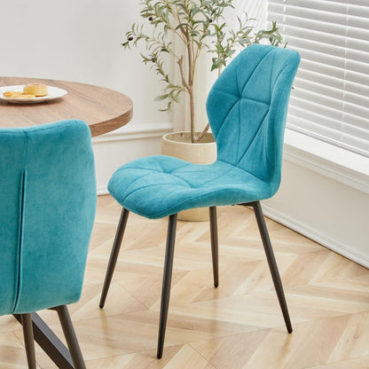 4er-Set Esszimmerstühle Modern Blau Gepolstert mit Rautenmuster
