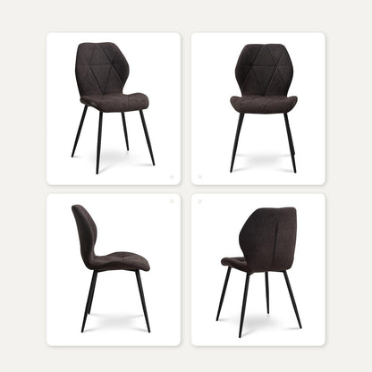 8 Esszimmerstühle Modern Gepolstert Schwarz Rautenmuster