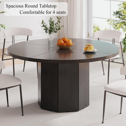 Runder Esstisch Holz Schwarz Eiche | Modern Küchentisch für 4-6 Personen