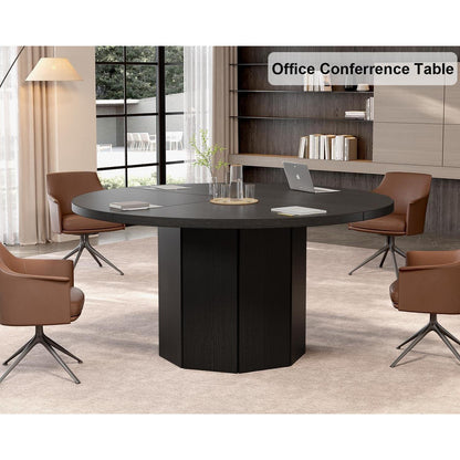 Runder Esstisch Holz Schwarz Eiche | Modern Küchentisch für 4-6 Personen