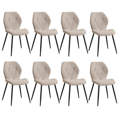 8 Esszimmerstühle Modern Beige Gepolstert mit Rautenmuster