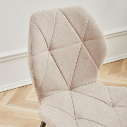 8 Esszimmerstühle Modern Beige Gepolstert mit Rautenmuster