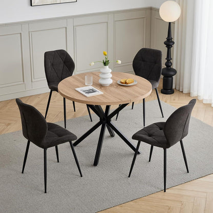 Moderner Esszimmerstuhl Set 4er – Gepolstert, Rautenmuster Schwarz