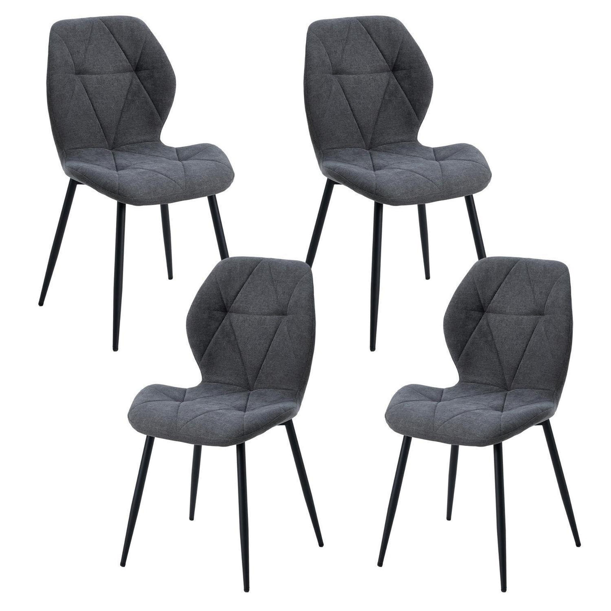 Moderner Esszimmerstuhl Set 4er – Gepolstert, Dunkelgrau