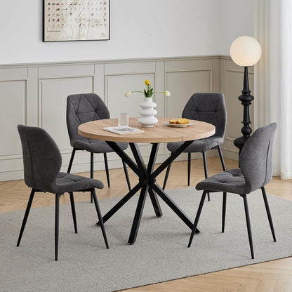 Moderner Esszimmerstuhl Set 4er – Gepolstert, Dunkelgrau