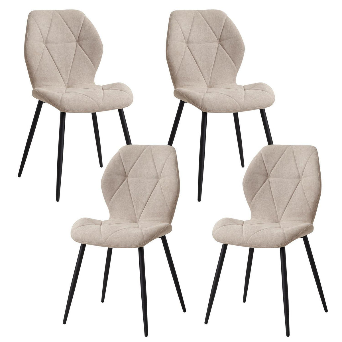 Moderner Esszimmerstuhl Set 4er – Gepolstert, Beige, Metallbeine