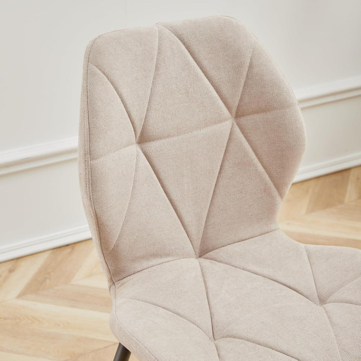 Moderner Esszimmerstuhl Set 4er – Gepolstert, Beige, Metallbeine