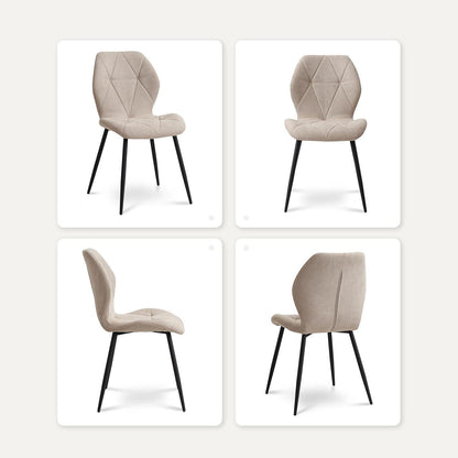 Moderner Esszimmerstuhl Set 4er – Gepolstert, Beige, Metallbeine