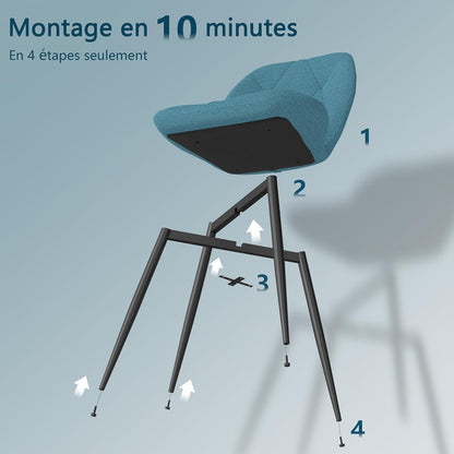 8 Esszimmerstühle Modern Blau Gepolstert mit Rautenmuster