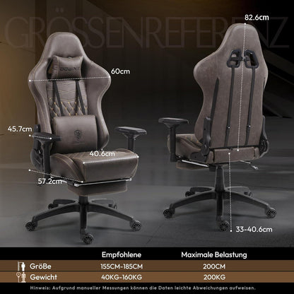 Dowinx Gaming Stuhl Bürostuhl 4D Armlehnen Massage Fußstütze