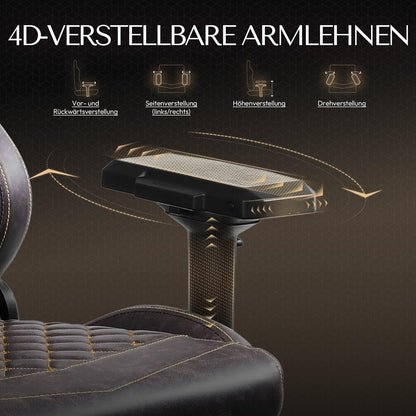 Dowinx Gaming Stuhl Bürostuhl 4D Armlehnen Massage Fußstütze