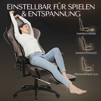 Dowinx Gaming Stuhl Bürostuhl 4D Armlehnen Massage Fußstütze