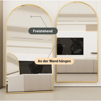 Ganzkörperspiegel Bogenförmig Gold | 193x86cm, Stehend & Wandmontage