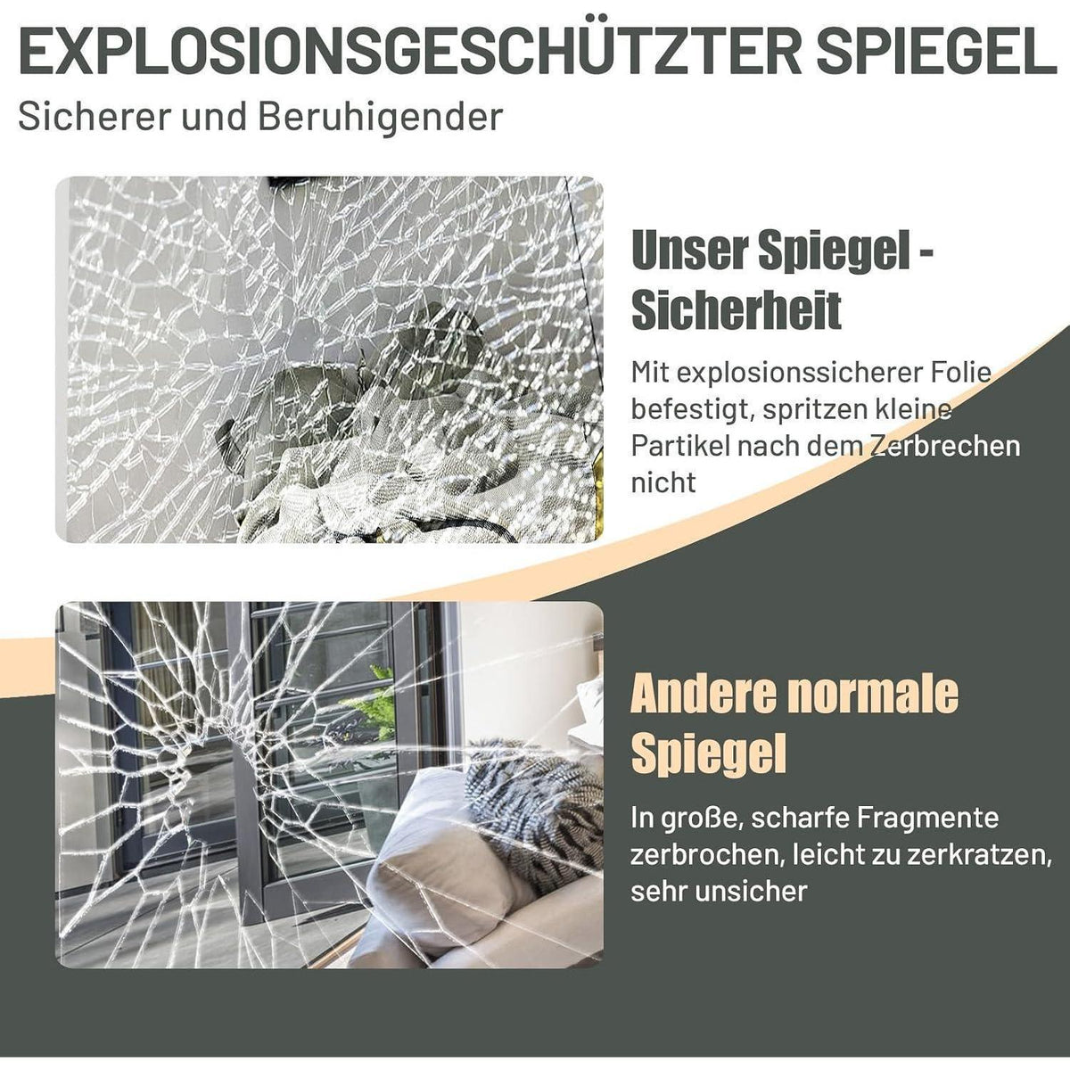 Ganzkörperspiegel Bogenförmig Gold | 193x86cm, Stehend & Wandmontage