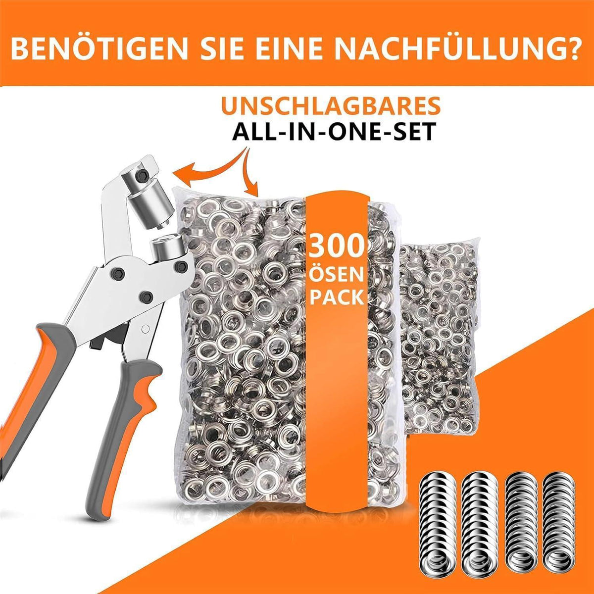 Ösenzange 6mm mit 300 Ösen – Profi Werkzeug für Leder & Stoff