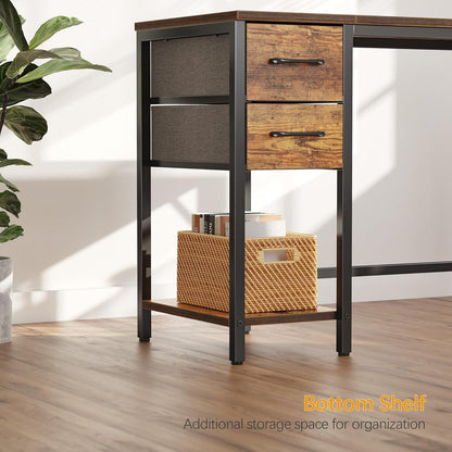 Schreibtisch mit 2 Schubladen 140x50x75cm Stahlgestell Vintagebraun