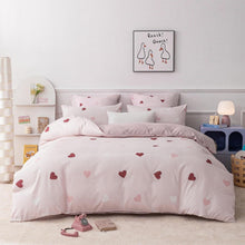 Herzens Bettwäsche-Set Mädchen 135x200 Rot Rosa Weiß