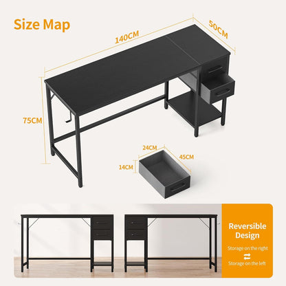 Schreibtisch mit Schubladen und Stahlgestell, Industrie-Design