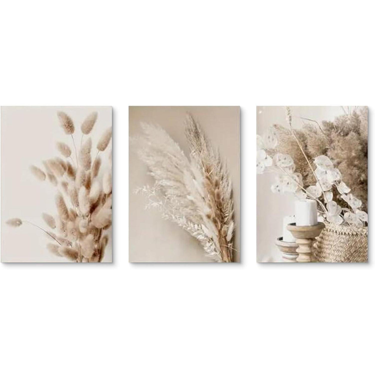 Boho Poster Set 3er Strand Landschaft Wandbilder Beige
