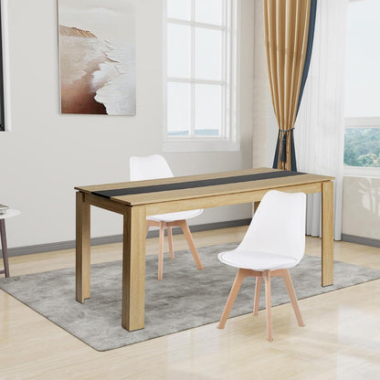 Essgruppe 160cm Eiche-Schwarz Tisch mit 2 Weiß Stühlen