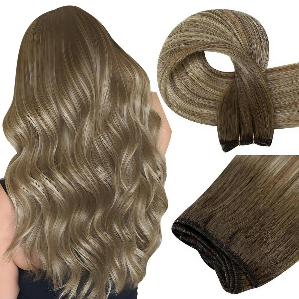 Echthaar Tressen Bundles Blond #1000 30/55cm