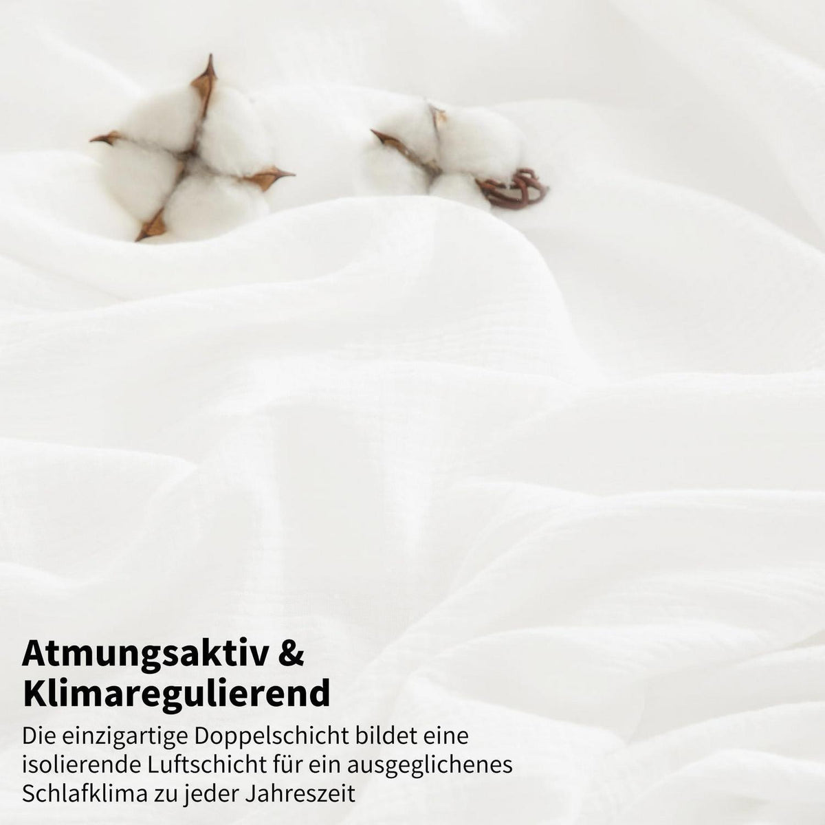 Doppelte Muslin Bettwäsche 200x200 Weiß – Weich & Atmungsaktiv