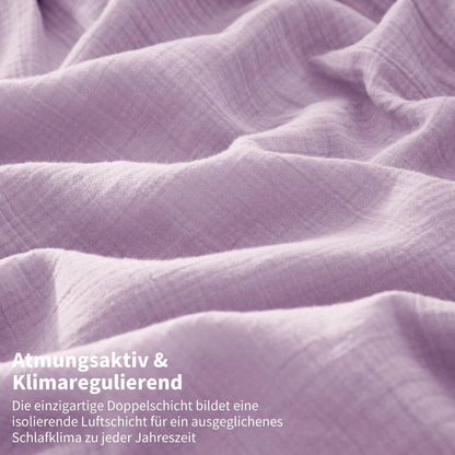 Doppelte Muslin Bettwäsche Lila 155x220 cm - 3-teilig