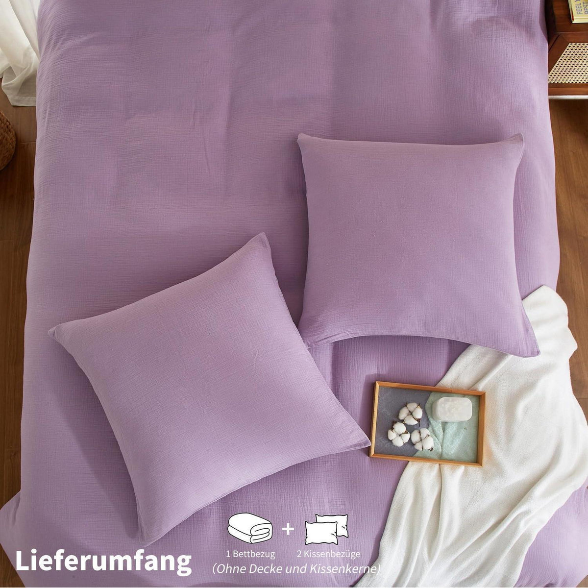 Doppelte Muslin Bettwäsche Lila 155x220 cm - 3-teilig