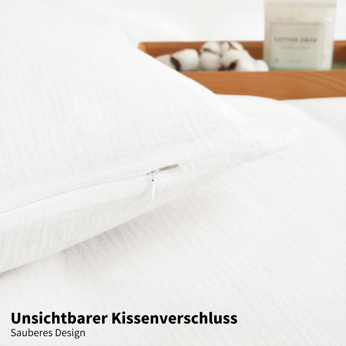 Doppelte Muslin Bettwäsche 220x240 Weiß – Weich & Atmungsaktiv