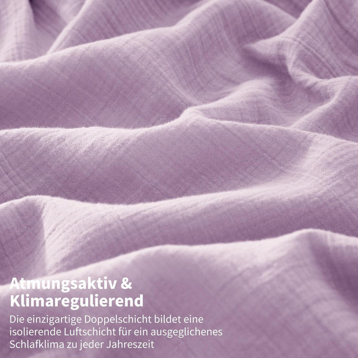 Doppelte Muslin Bettwäsche Lila 220x240 - 3-teilig & Atmungsaktiv