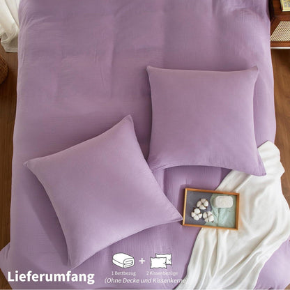 Doppelte Muslin Bettwäsche Lila 220x240 - 3-teilig & Atmungsaktiv