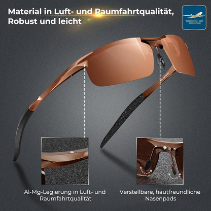 Polarisierte Sport Sonnenbrille Herren mit UV400 Schutz Braun