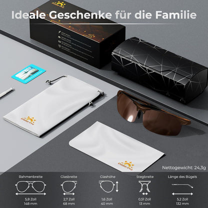 Polarisierte Sport Sonnenbrille Herren mit UV400 Schutz Braun