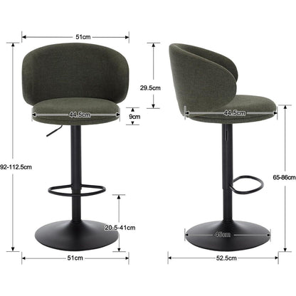 Barhocker Set 2er Leinen Grün Höhenverstellbar