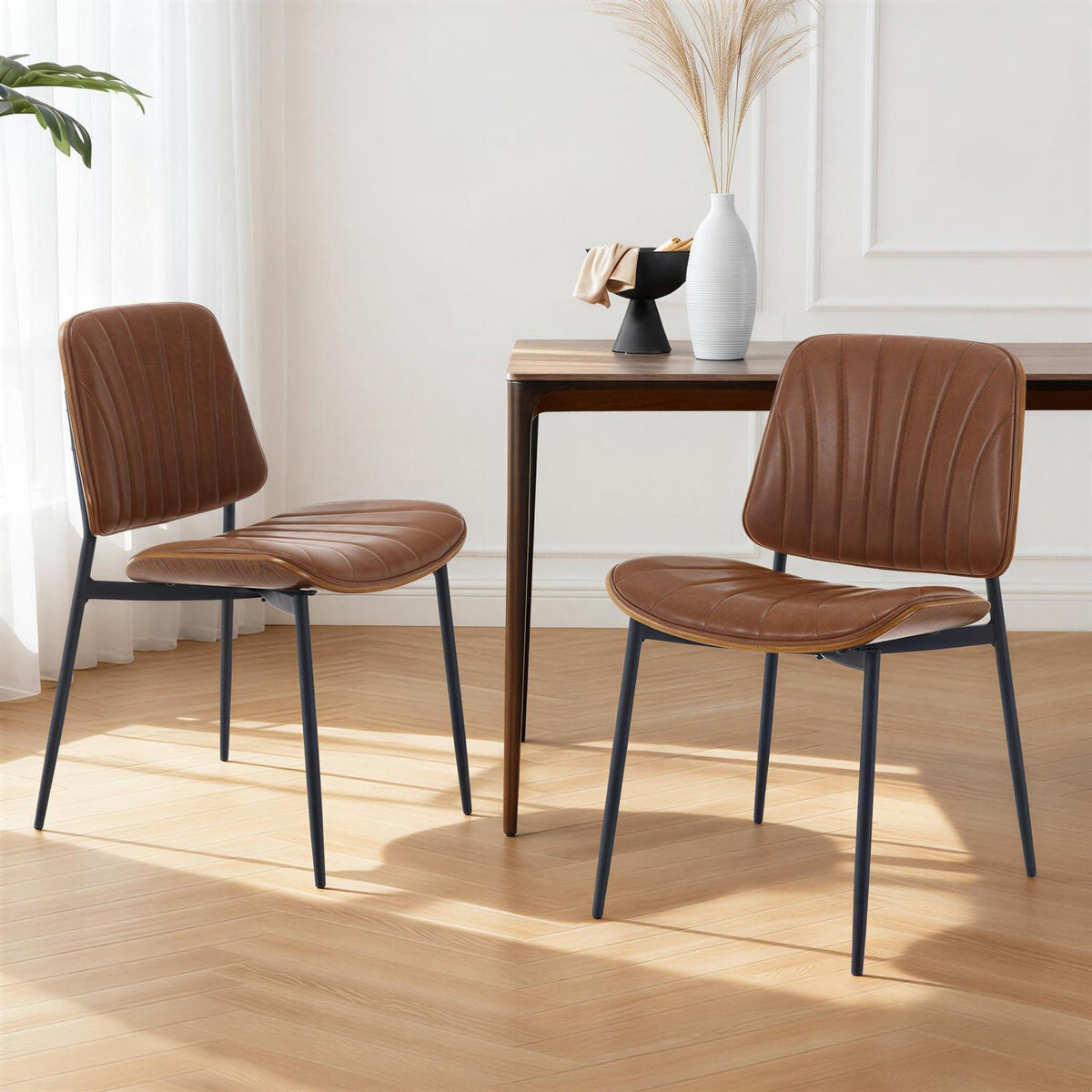 Esszimmerstühle 2er Set, Modern & Komfortabel in Lederoptik