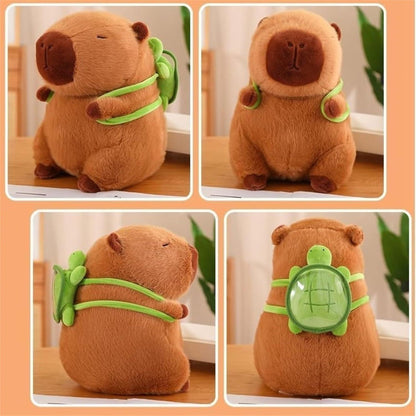 Capybara Plüschtier mit Schildkrötenrucksack - Kuscheliges Stofftier 33cm