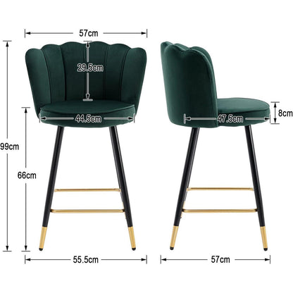 Ya-Home Samt Barhocker 2er Set – Grün, Retro Design