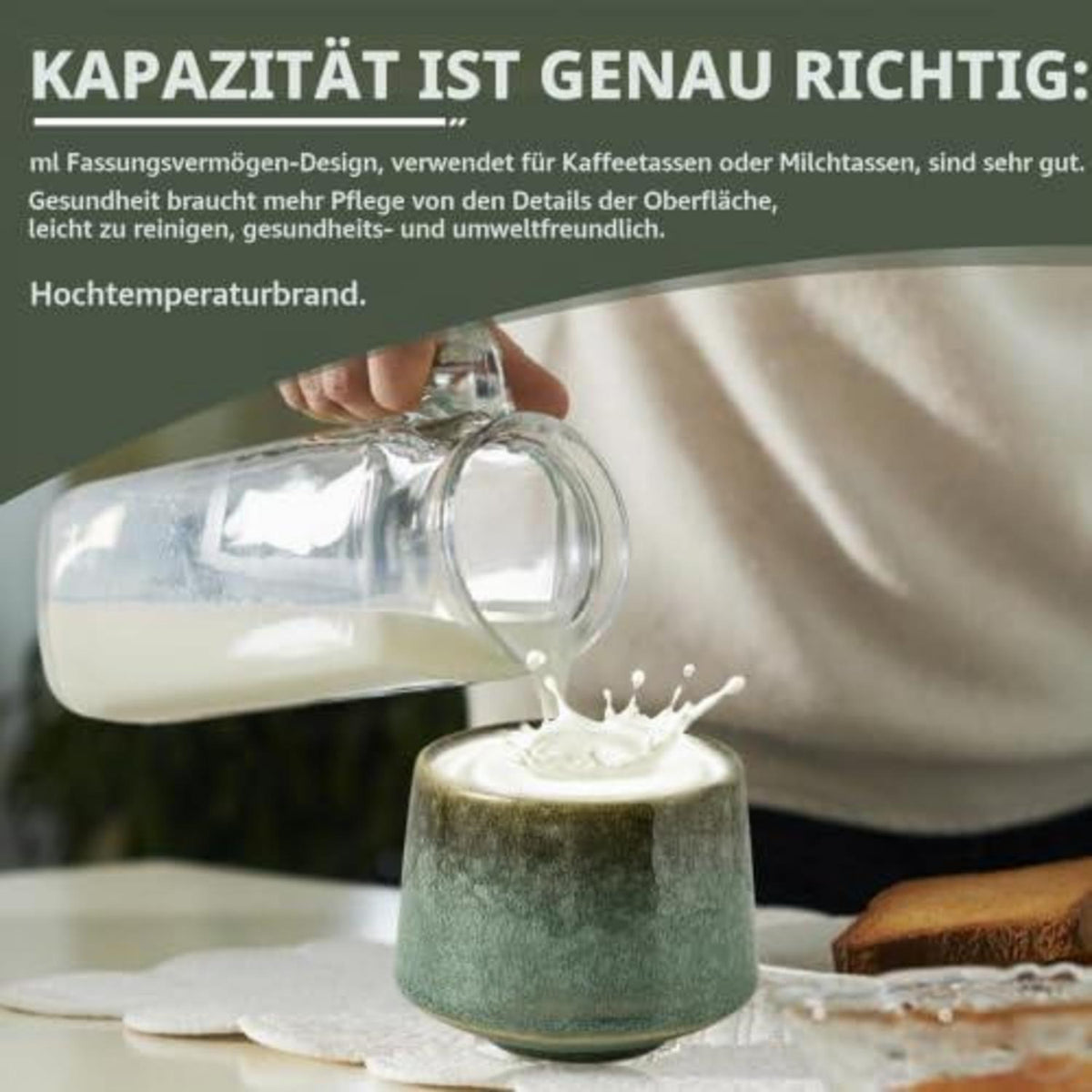 Espressotassen Set 4-teilig | Steingut Kaffeetassen ohne Henkel