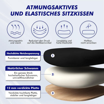 Bürostuhl ergonomisch mit verstellbaren Armlehnen und Lendenstütze