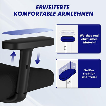 Ergonomischer Bürostuhl mit verstellbaren Armlehnen und Lendenstütze