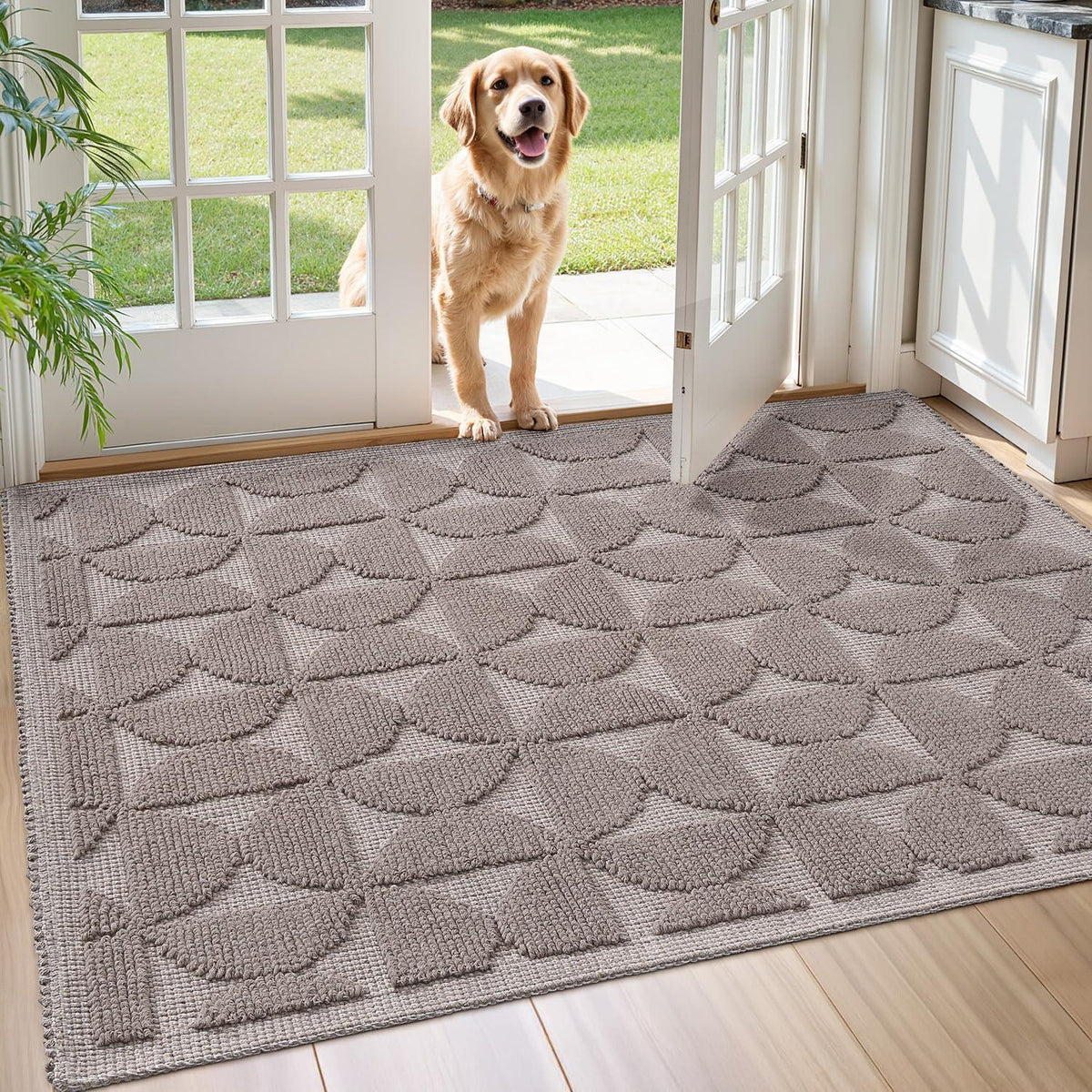 Fußmatte waschbar 120x180cm - Taupe, rutschfest & dünn