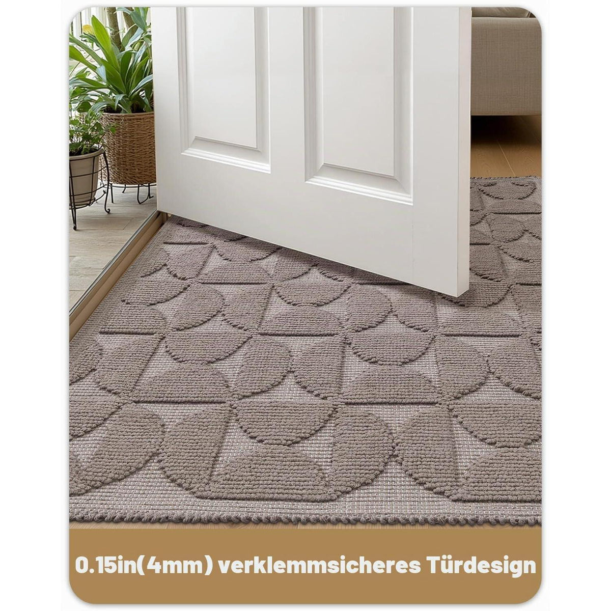 Fußmatte waschbar 120x180cm - Taupe, rutschfest & dünn