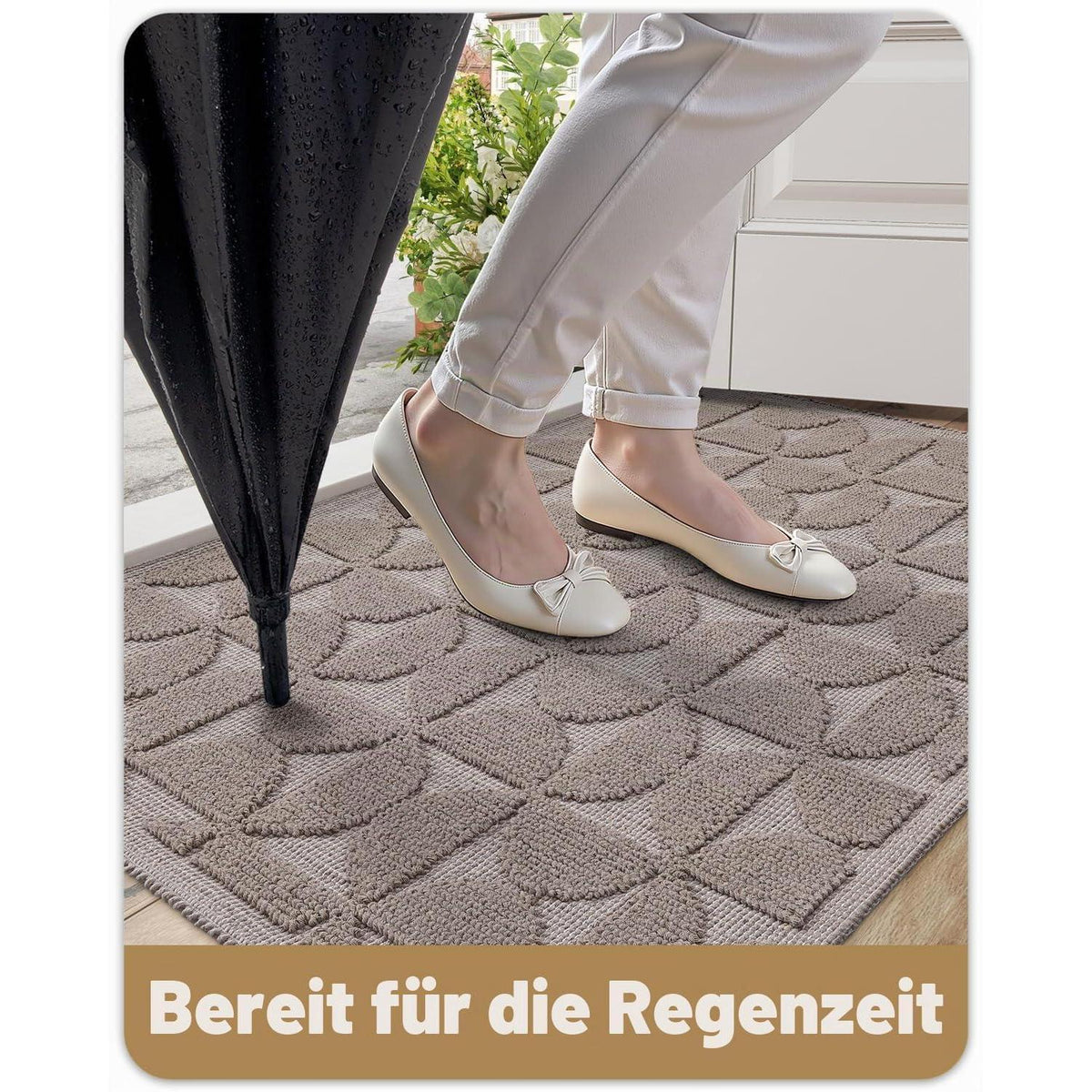 Fußmatte waschbar 120x180cm - Taupe, rutschfest & dünn