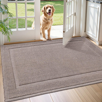 Fußmatte waschbar 120x180cm - Taupe Border, Innen & Außen