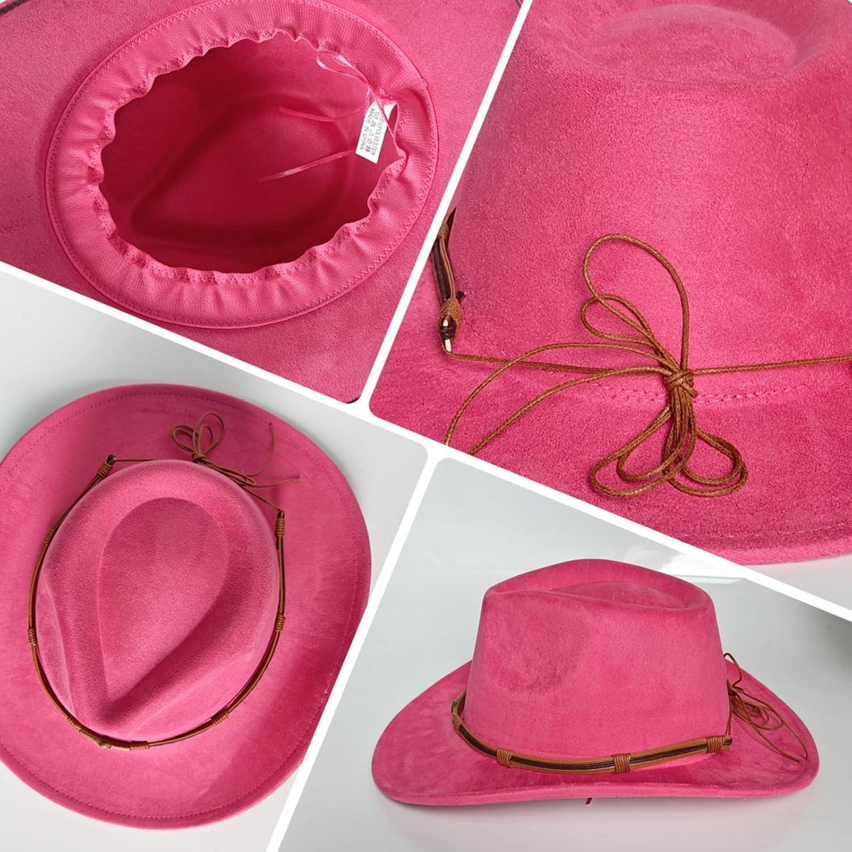 Cowboyhut Damen Herren Westernhut Rosa Rot in Lederoptik