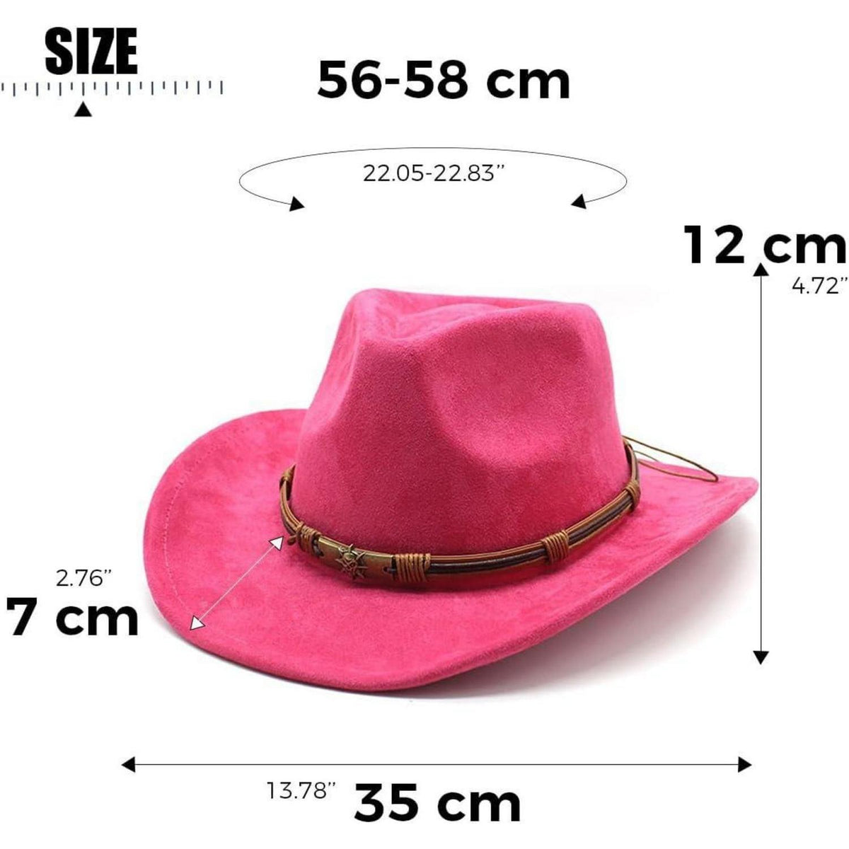 Cowboyhut Damen Herren Westernhut Rosa Rot in Lederoptik
