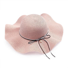 Damen Strohhut Faltbar mit Krempe & Schleife – Rosa Sommerhut